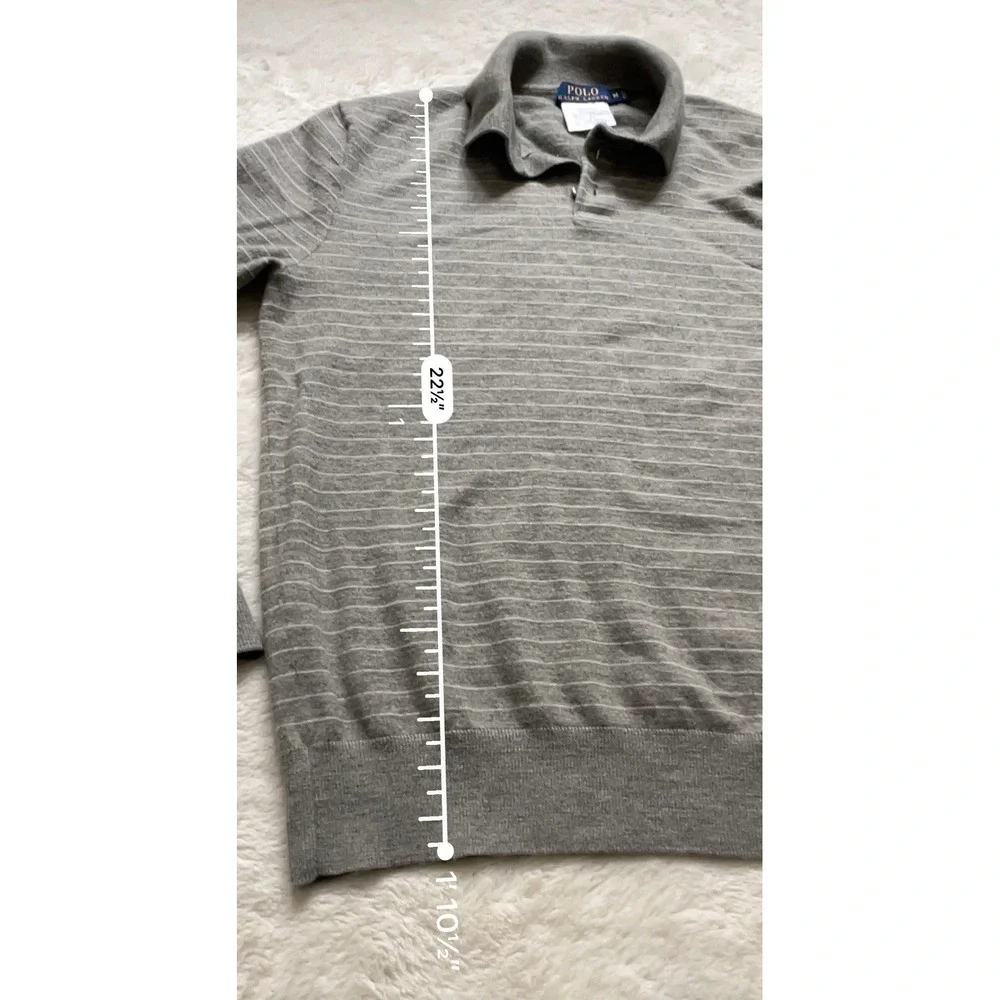 Polo Ralph Lauren Long Sleeve Polo 94% Wool Blend Striped Golf Size M